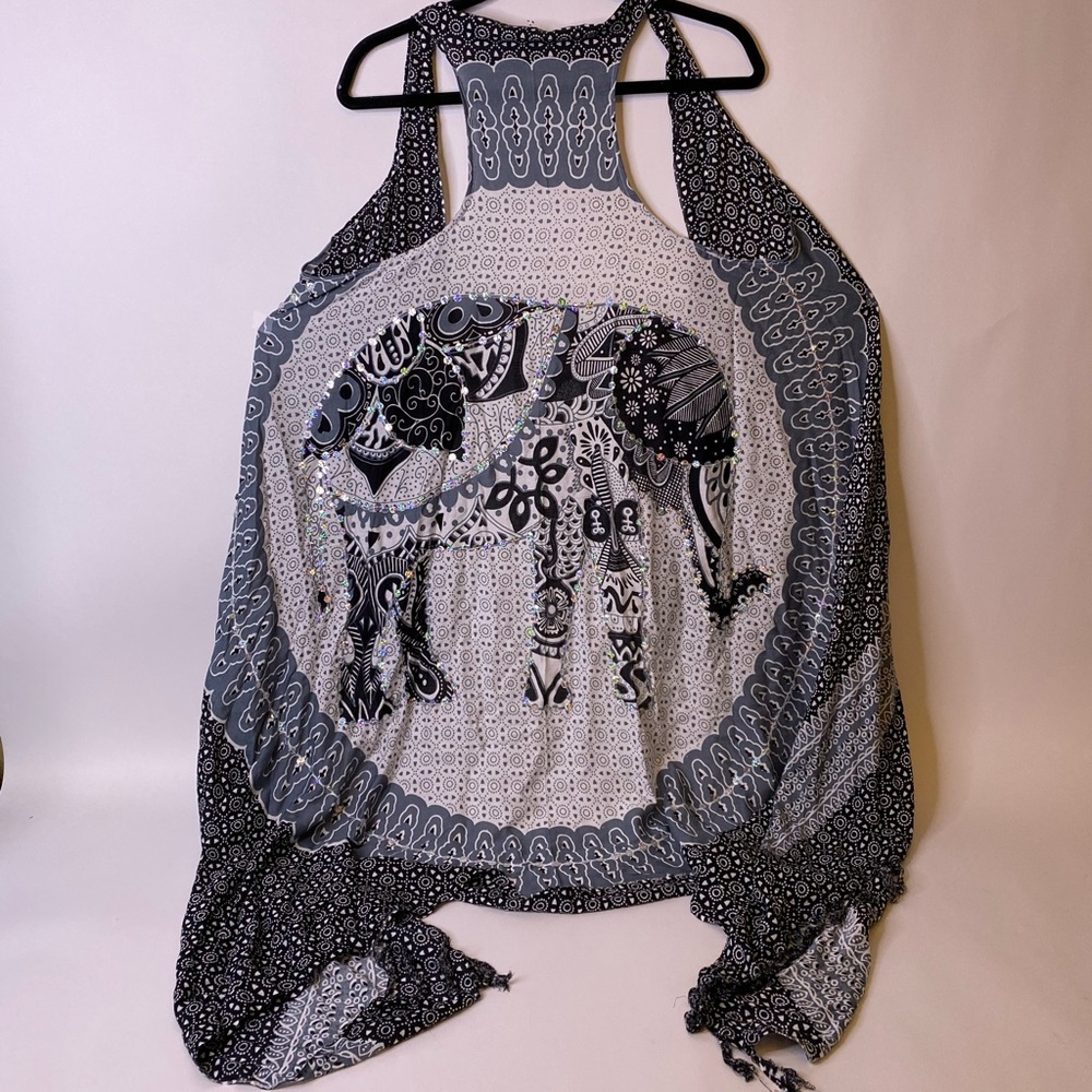 Elephant Sequin Tapestry Vest, OS